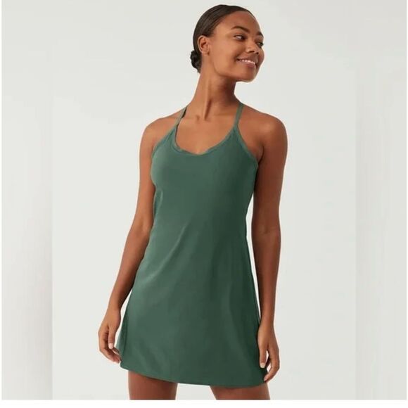 Outdoor Voices | Olive Green Exercise Dress Built in Shorts with Pockets | S - Picture 1 of 8